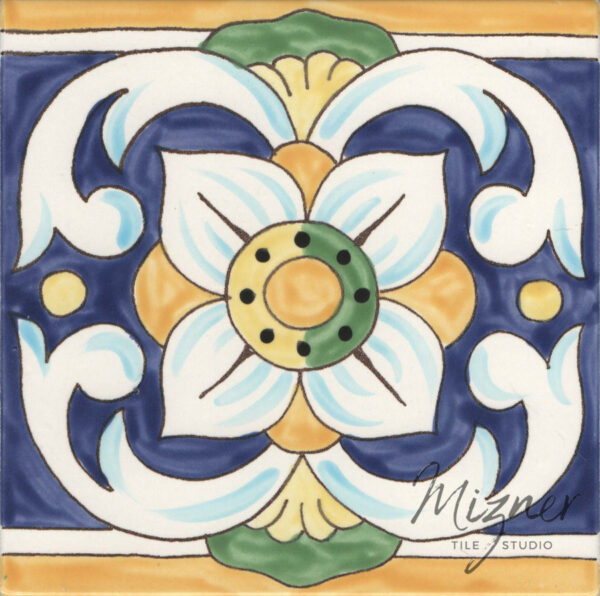 Custom Hand Painted Tile HP-506 from Mizner Tile Studio -Single Tile