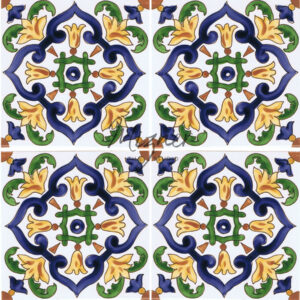 Hand Painted Tile - 4 tile pattern - HP-516 - Mizner Tile Studio