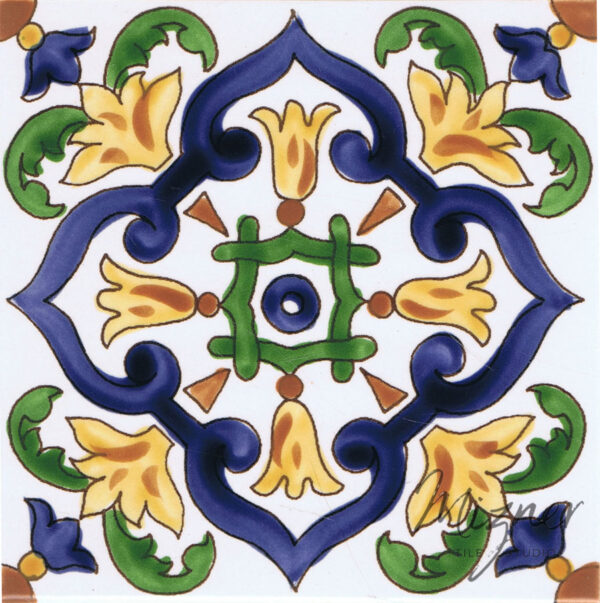 Hand Painted Tile - Single Tile- HP-516 - Mizner Tile Studio