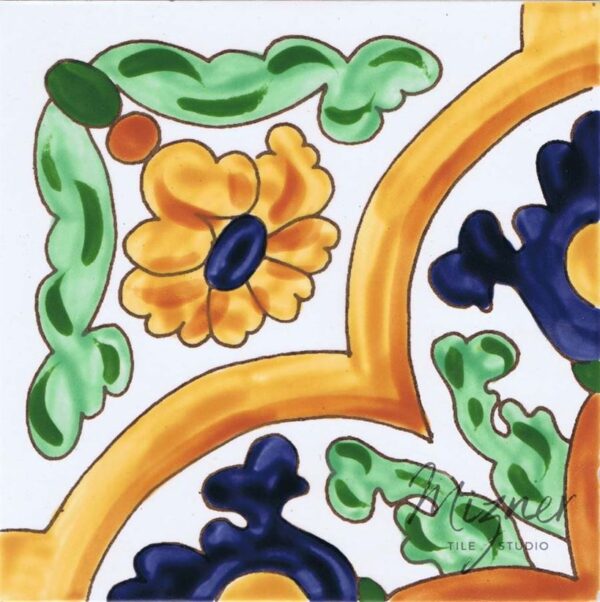 Hand Painted Tile 1-Single Tile - Style HP-533 from Mizner Tile Studio