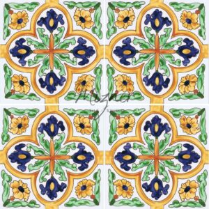 Hand Painted Tile 4-Tile Pattern - Style HP-733 from Mizner Tile Studio