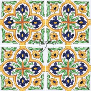 Hand Painted Tile 4-Tile Pattern - Style HP-733 from Mizner Tile Studio